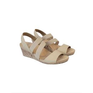 Life Sride Marina Bone Comfort Footbed Strappy Slip-on Wedge Sandals Size 7.5W